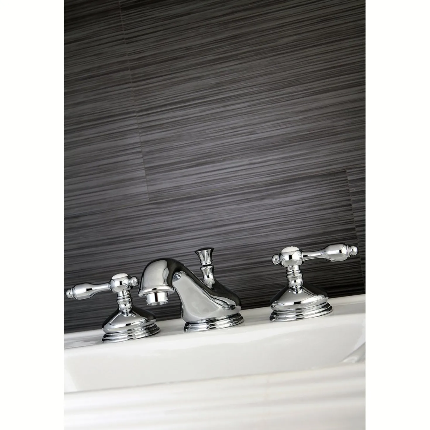 Kingston Brass Tudor Deck Mount 8-Inch Widespread Bathroom Faucet