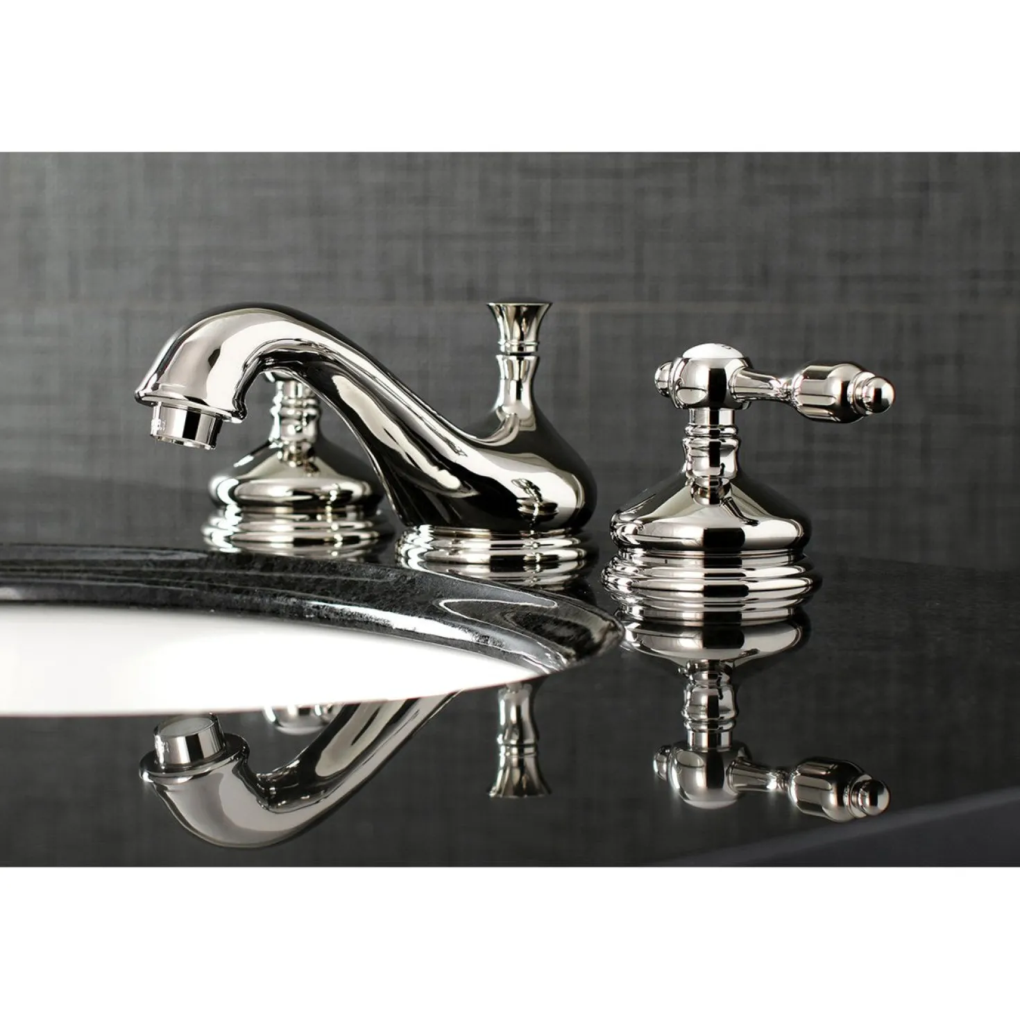 Kingston Brass Tudor Deck Mount 8-Inch Widespread Bathroom Faucet