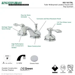 Kingston Brass Tudor Deck Mount 8-Inch Widespread Bathroom Faucet