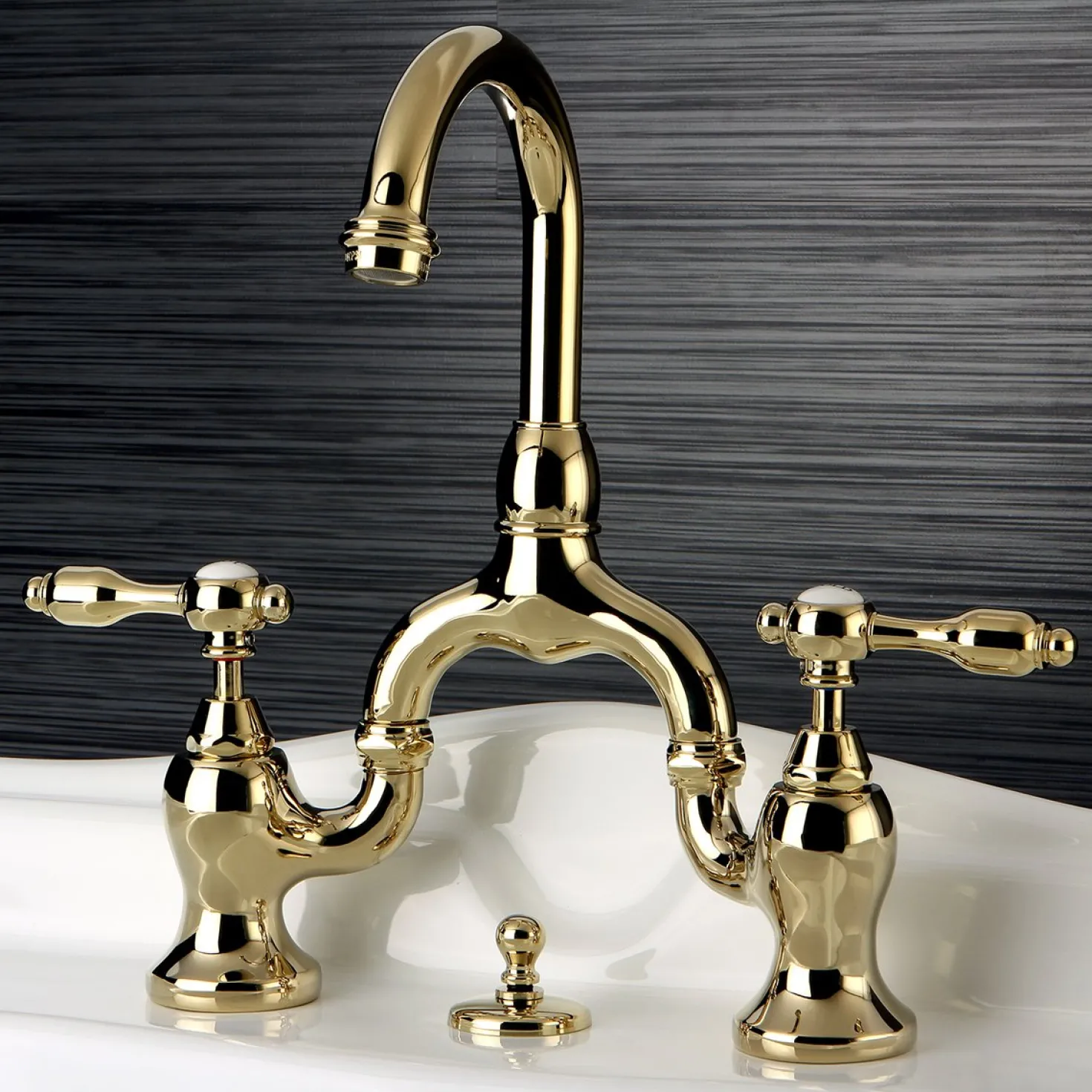 Kingston Brass Tudor Deck Mount Bridge Bathroom Faucet