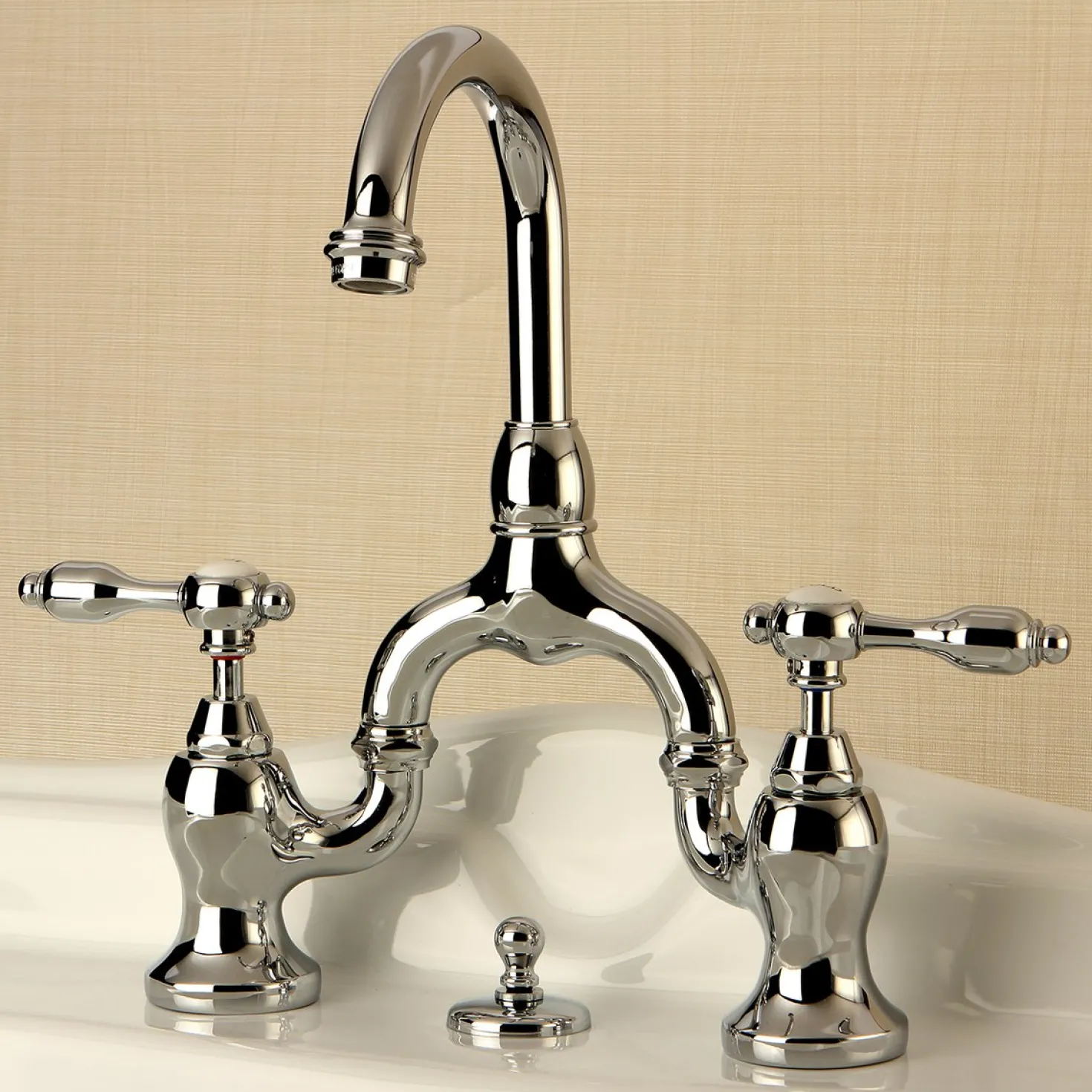 Kingston Brass Tudor Deck Mount Bridge Bathroom Faucet