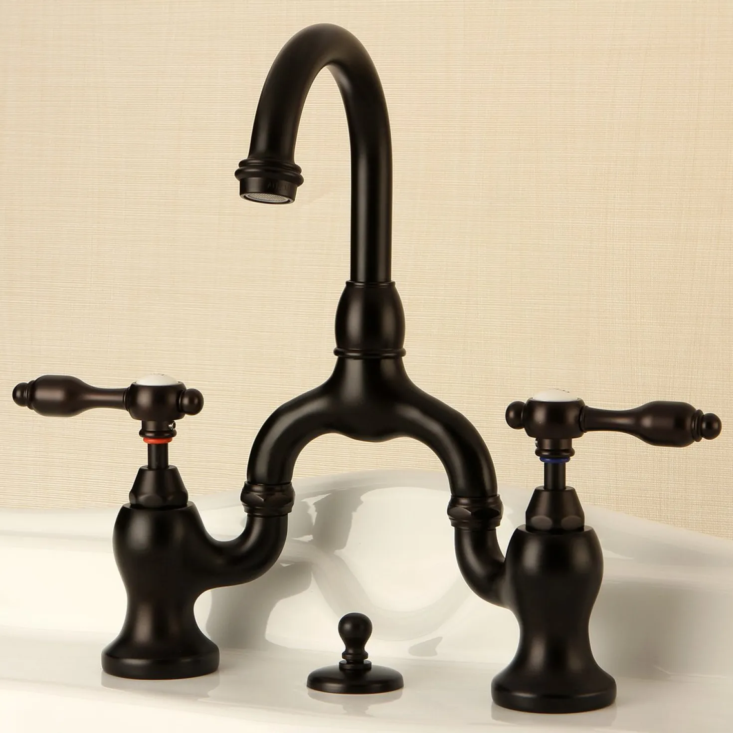 Kingston Brass Tudor Deck Mount Bridge Bathroom Faucet