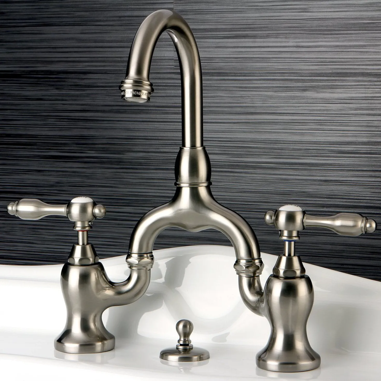 Kingston Brass Tudor Deck Mount Bridge Bathroom Faucet
