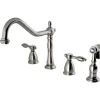 Kingston Brass Tudor Four Hole 8" Center Kitchen Faucet with Brass Sprayer