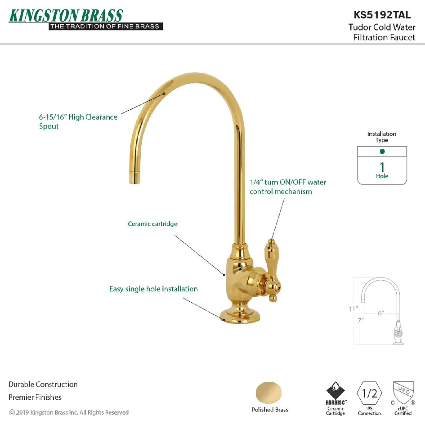 Kingston Brass Tudor Single-Handle Water Filtration Faucet