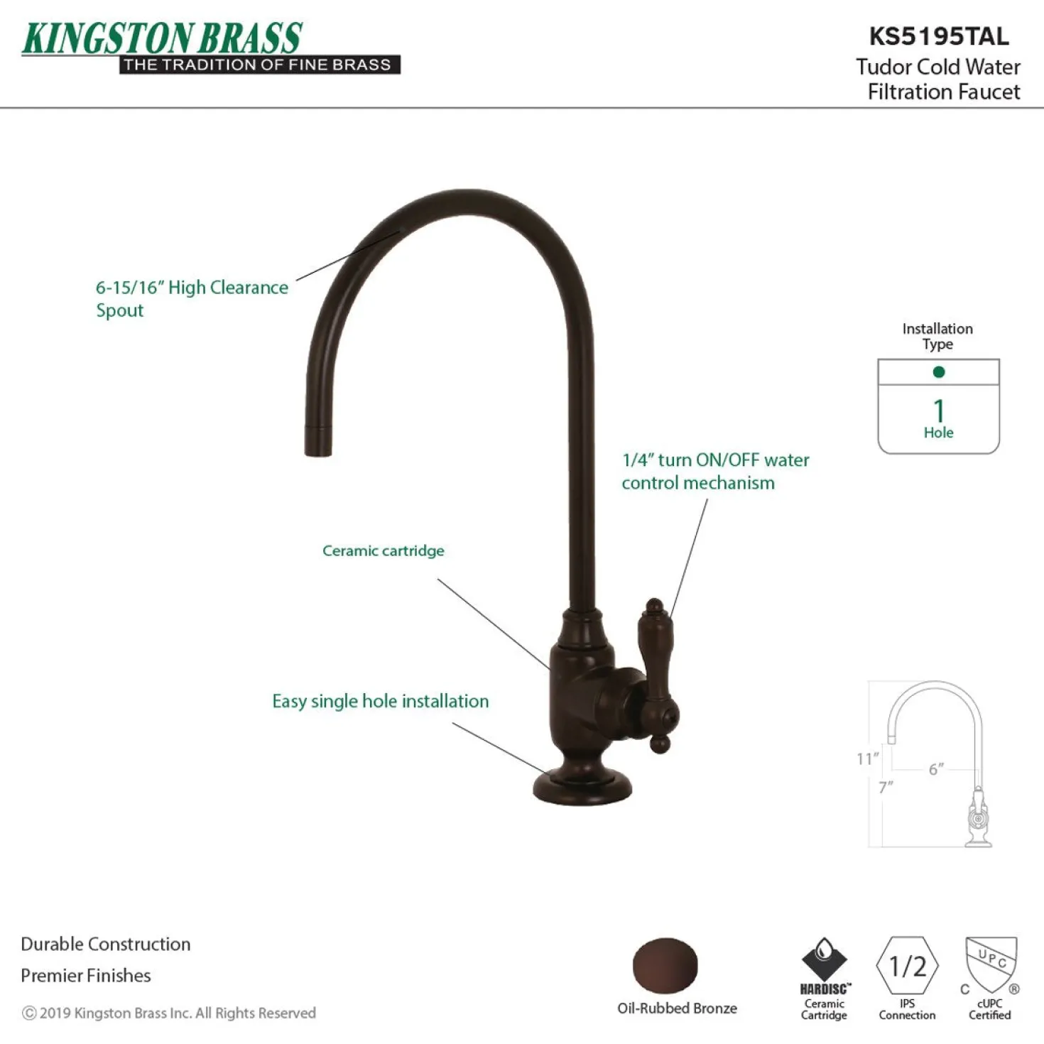Kingston Brass Tudor Single-Handle Water Filtration Faucet