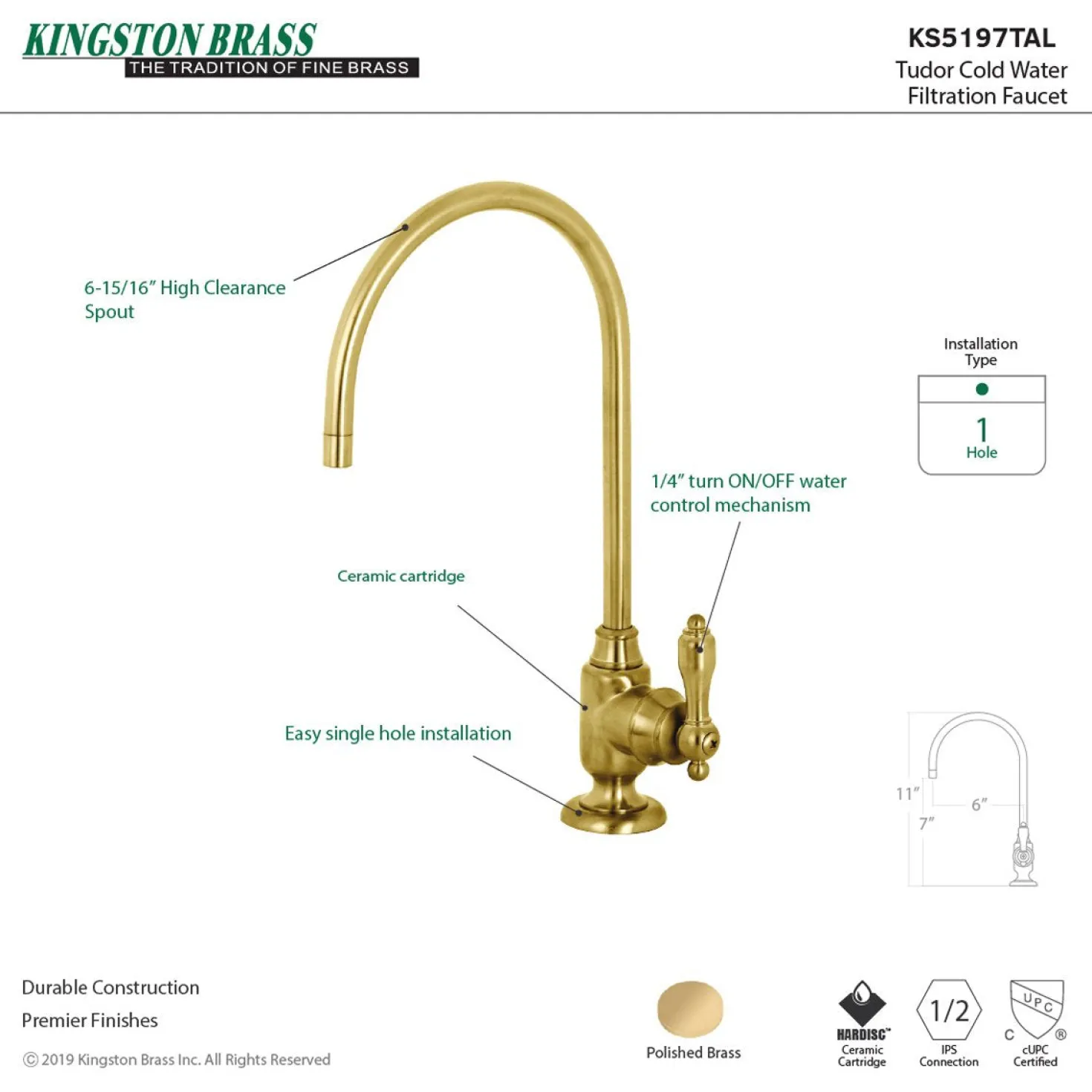 Kingston Brass Tudor Single-Handle Water Filtration Faucet