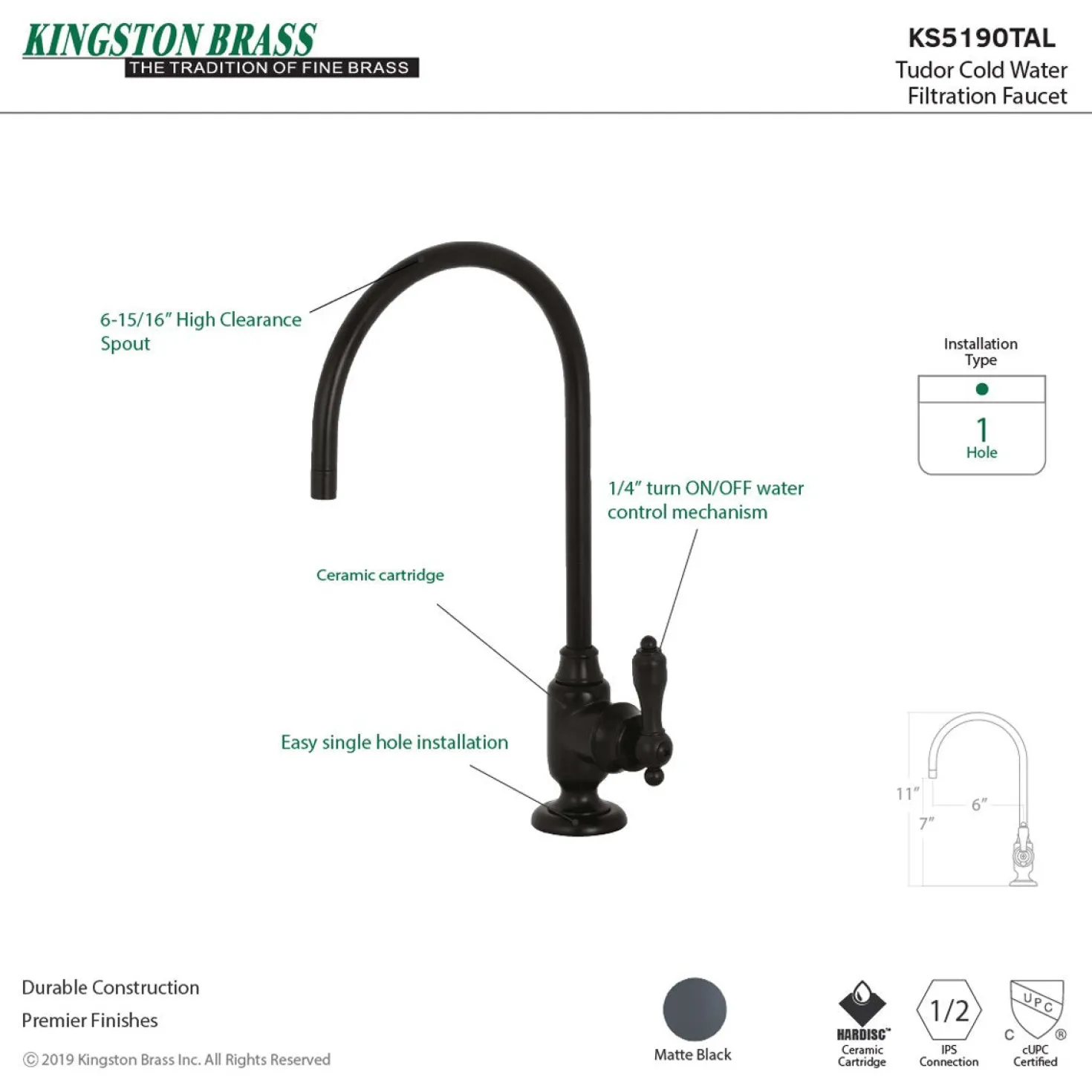 Kingston Brass Tudor Single-Handle Water Filtration Faucet