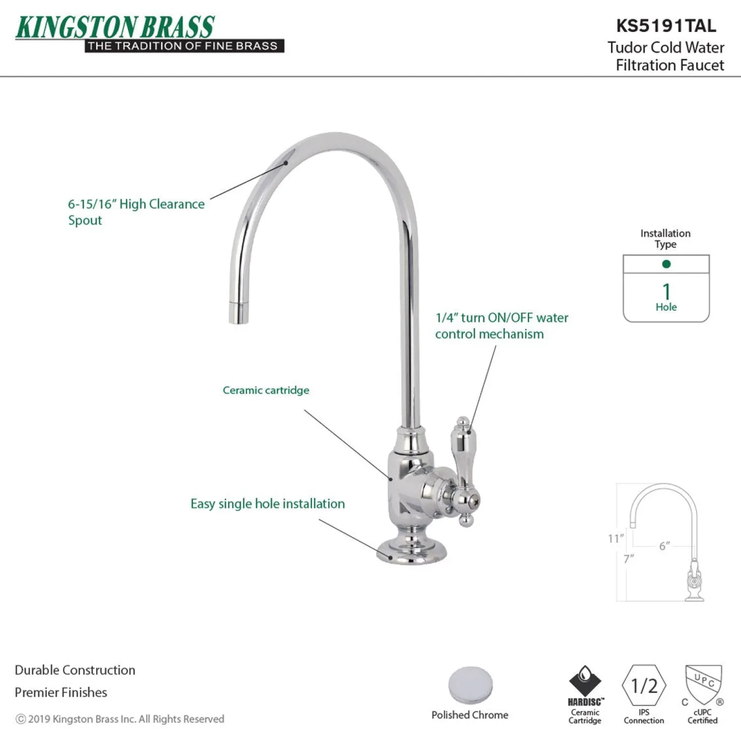 Kingston Brass Tudor Single-Handle Water Filtration Faucet