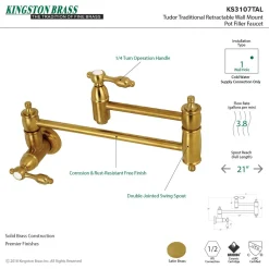Kingston Brass Tudor Wall Mount Pot Filler Kitchen Faucet