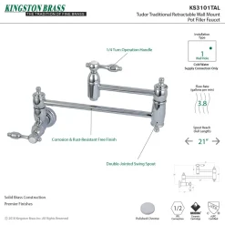 Kingston Brass Tudor Wall Mount Pot Filler Kitchen Faucet