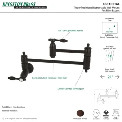 Kingston Brass Tudor Wall Mount Pot Filler Kitchen Faucet