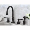 Kingston Brass Tuscany 8" Deck Mount Kitchen Faucet with Brass Sprayer