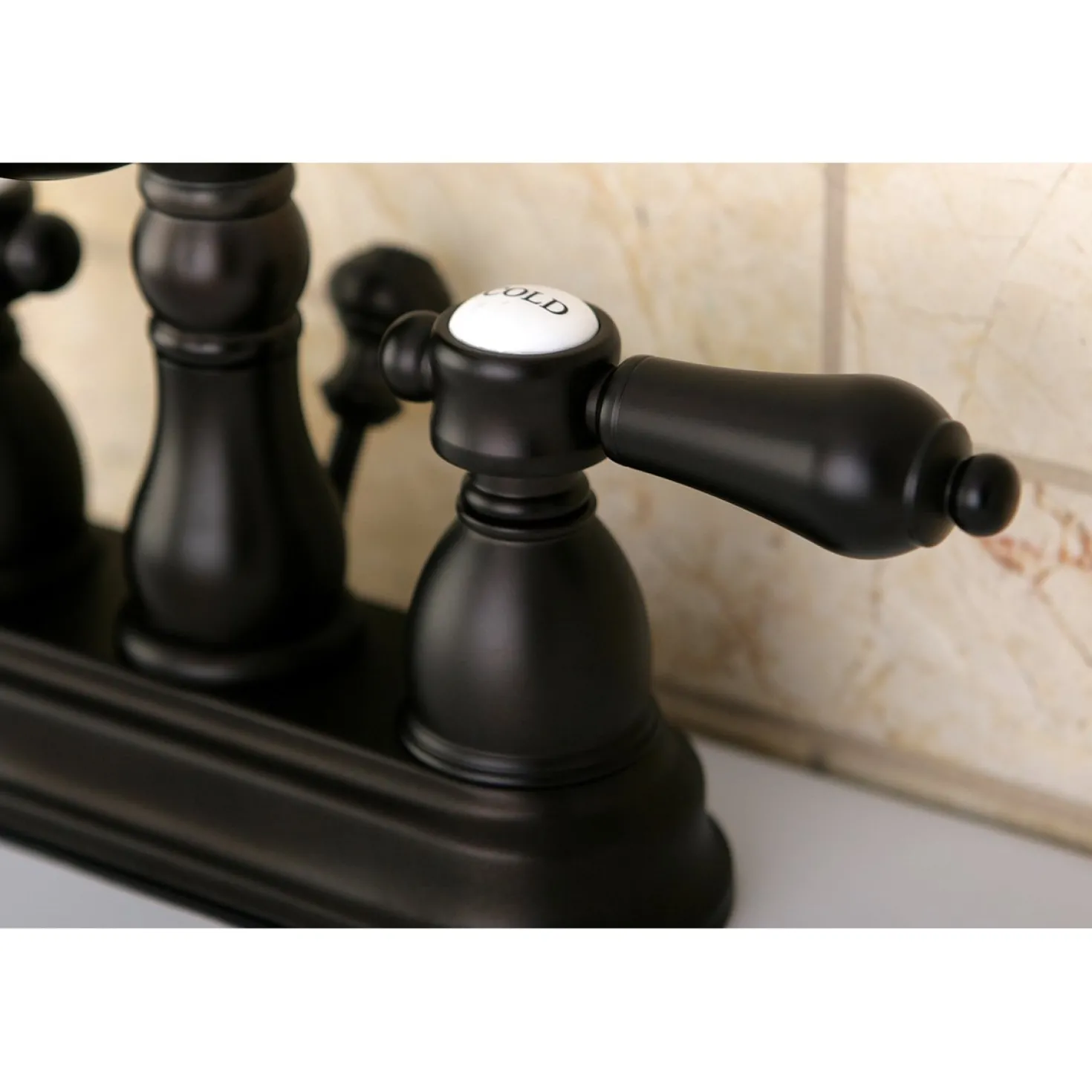 Kingston Brass Twin Handles 4-Inch Centerset Bathroom Faucet