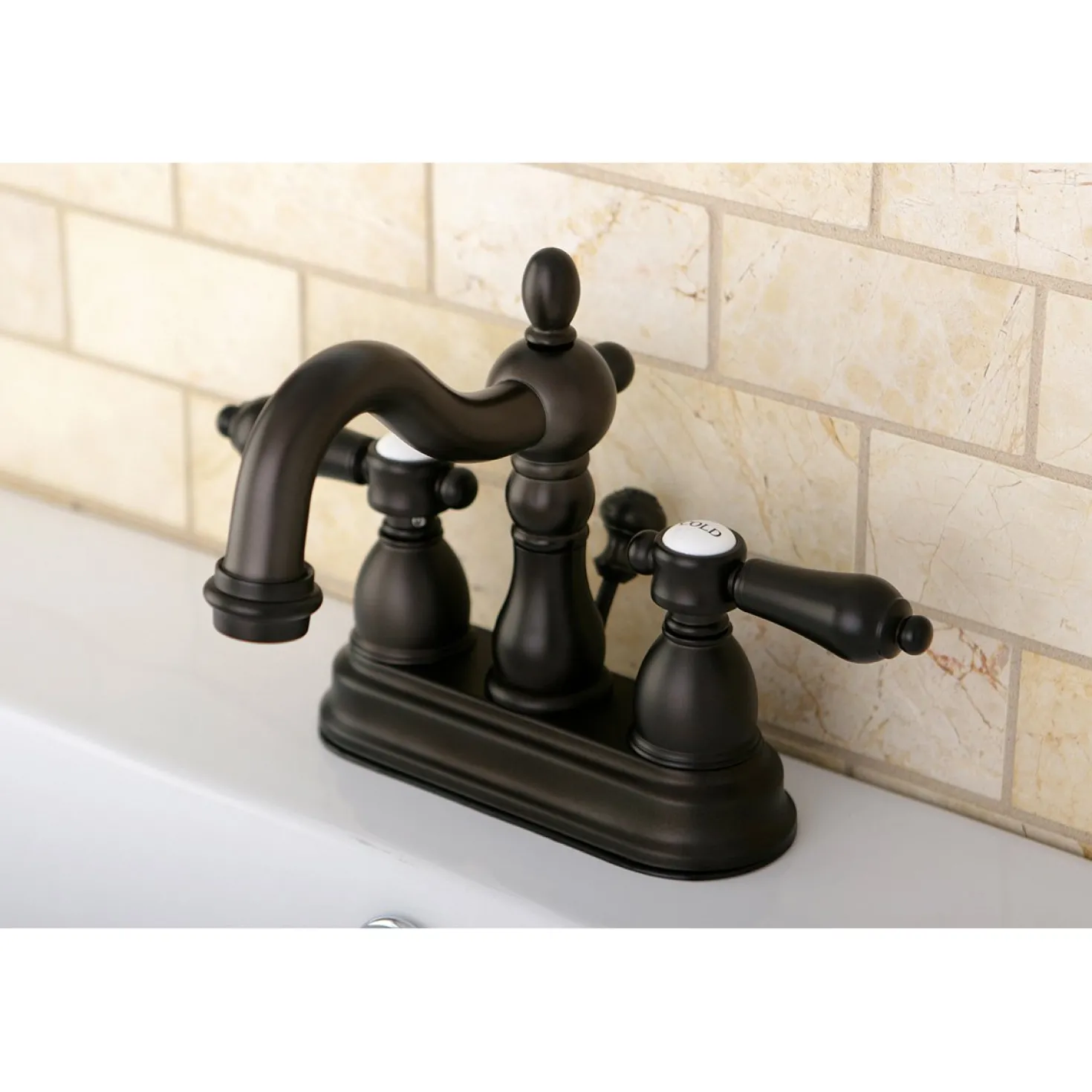 Kingston Brass Twin Handles 4-Inch Centerset Bathroom Faucet
