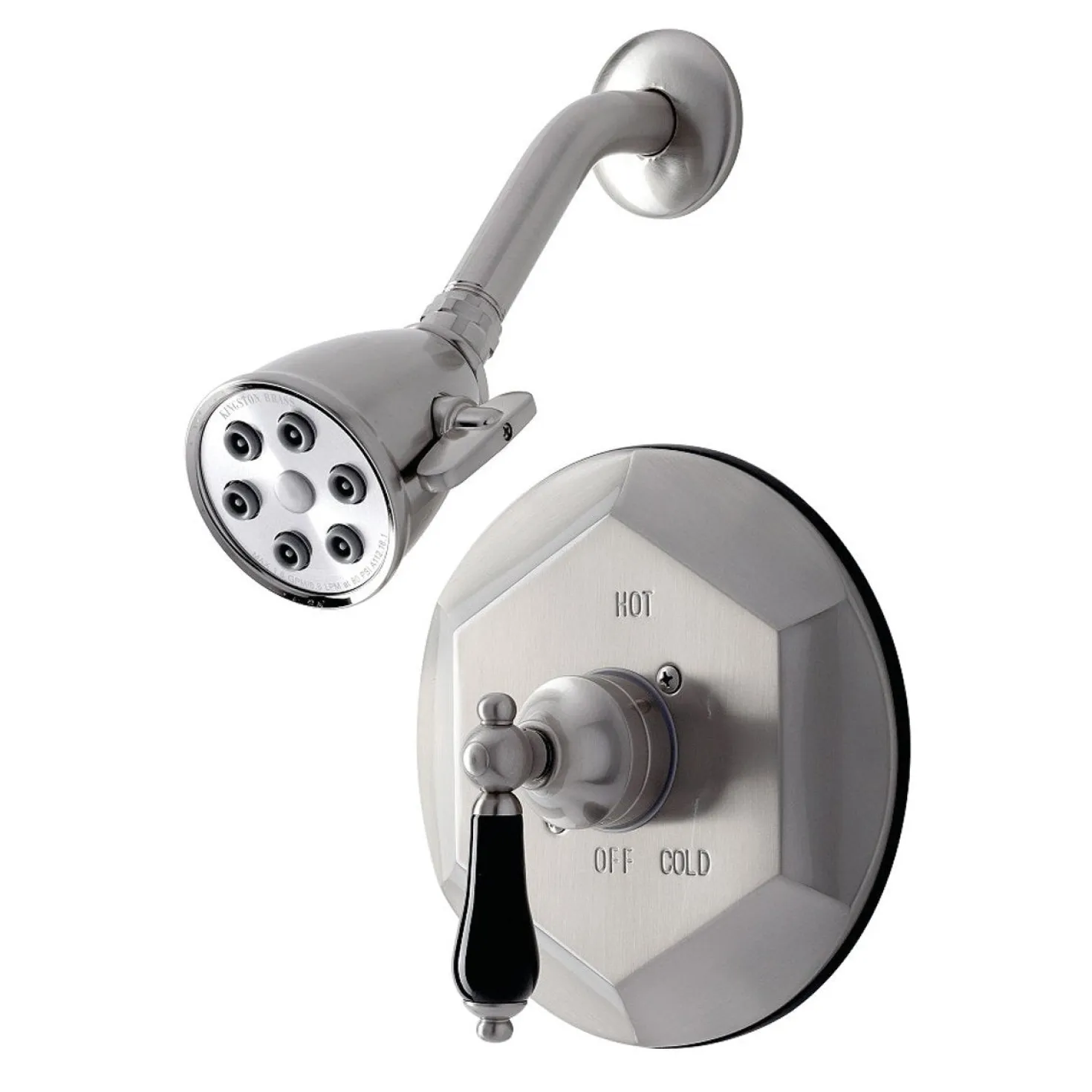Kingston Brass VB4638PKLSO Metropolitan Onyx Shower Faucet Only with Lever Handle in Brushed Nickel