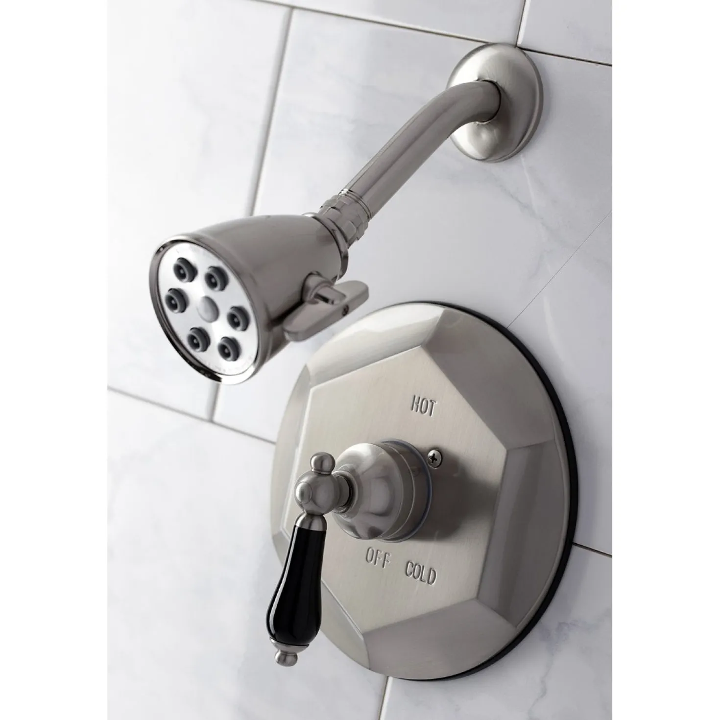 Kingston Brass VB4638PKLSO Metropolitan Onyx Shower Faucet Only with Lever Handle in Brushed Nickel