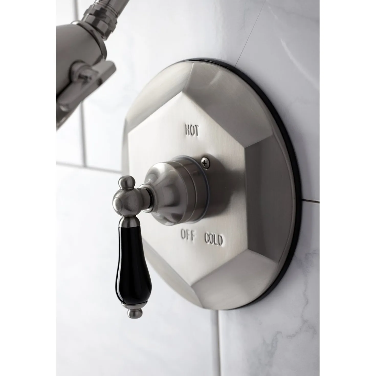 Kingston Brass VB4638PKLSO Metropolitan Onyx Shower Faucet Only with Lever Handle in Brushed Nickel