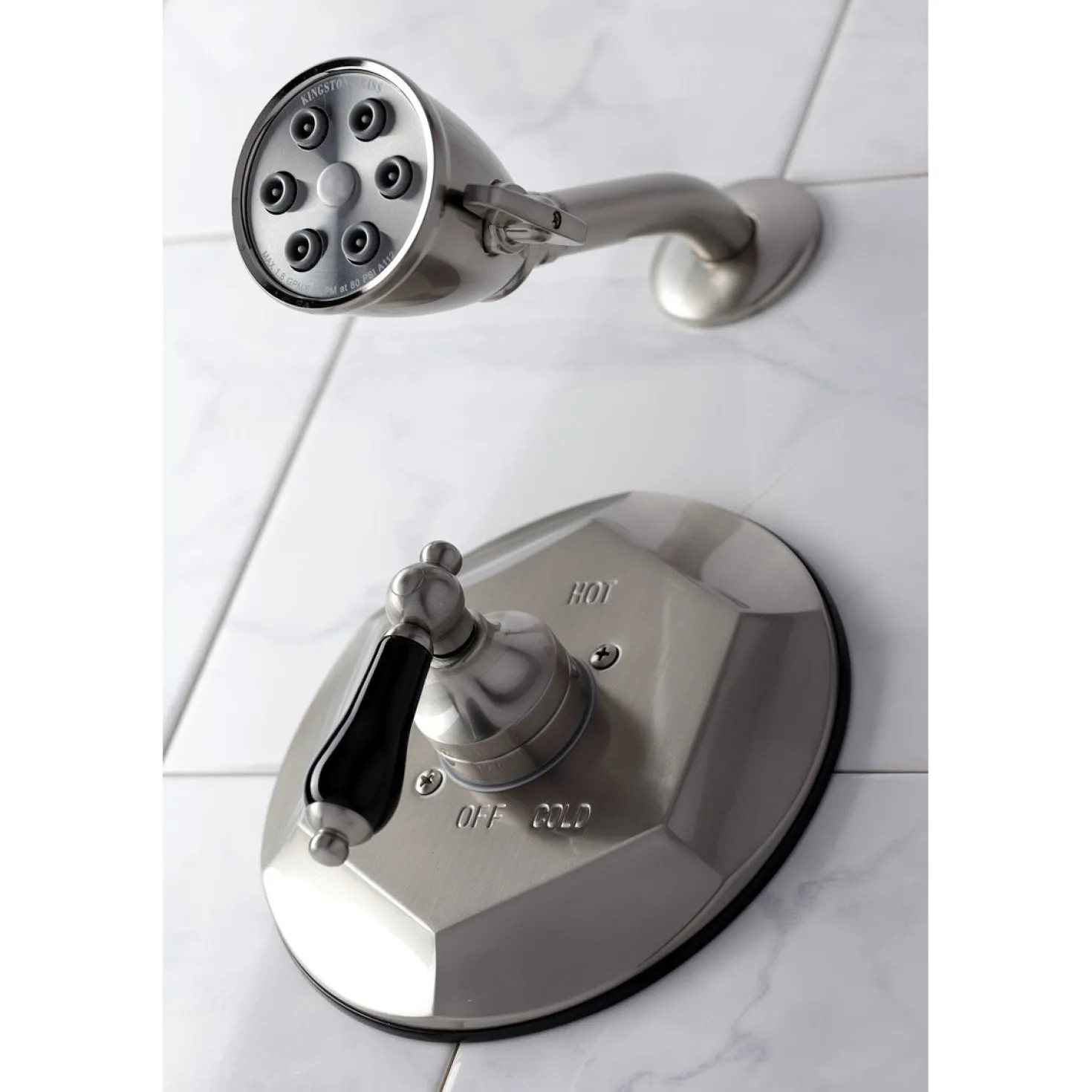 Kingston Brass VB4638PKLSO Metropolitan Onyx Shower Faucet Only with Lever Handle in Brushed Nickel
