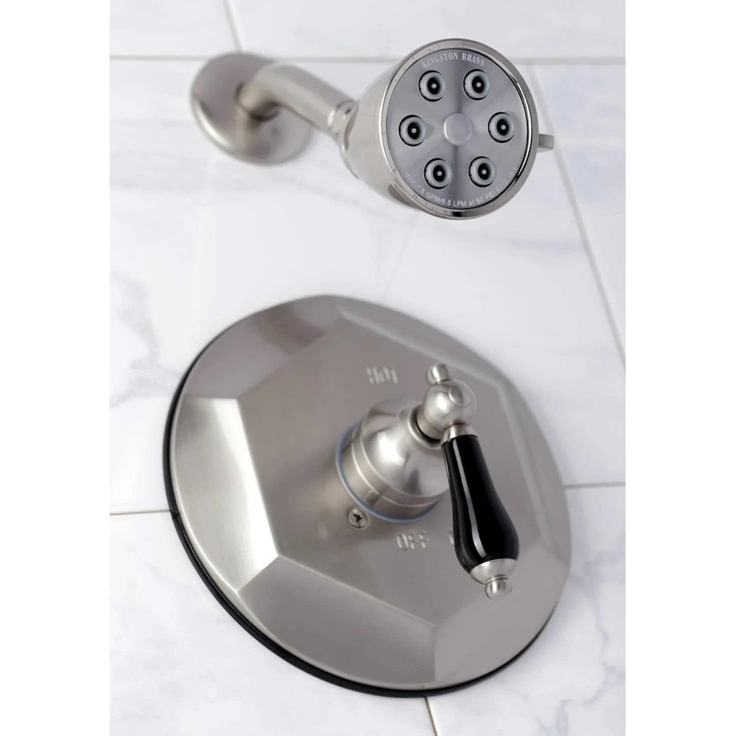 Kingston Brass VB4638PKLSO Metropolitan Onyx Shower Faucet Only with Lever Handle in Brushed Nickel
