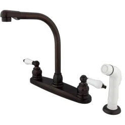 Kingston Brass Victorian Centerset Kitchen Faucet with White Side Sprayer