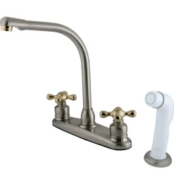 Kingston Brass Victorian Cross-Handle Centerset Kitchen Faucet