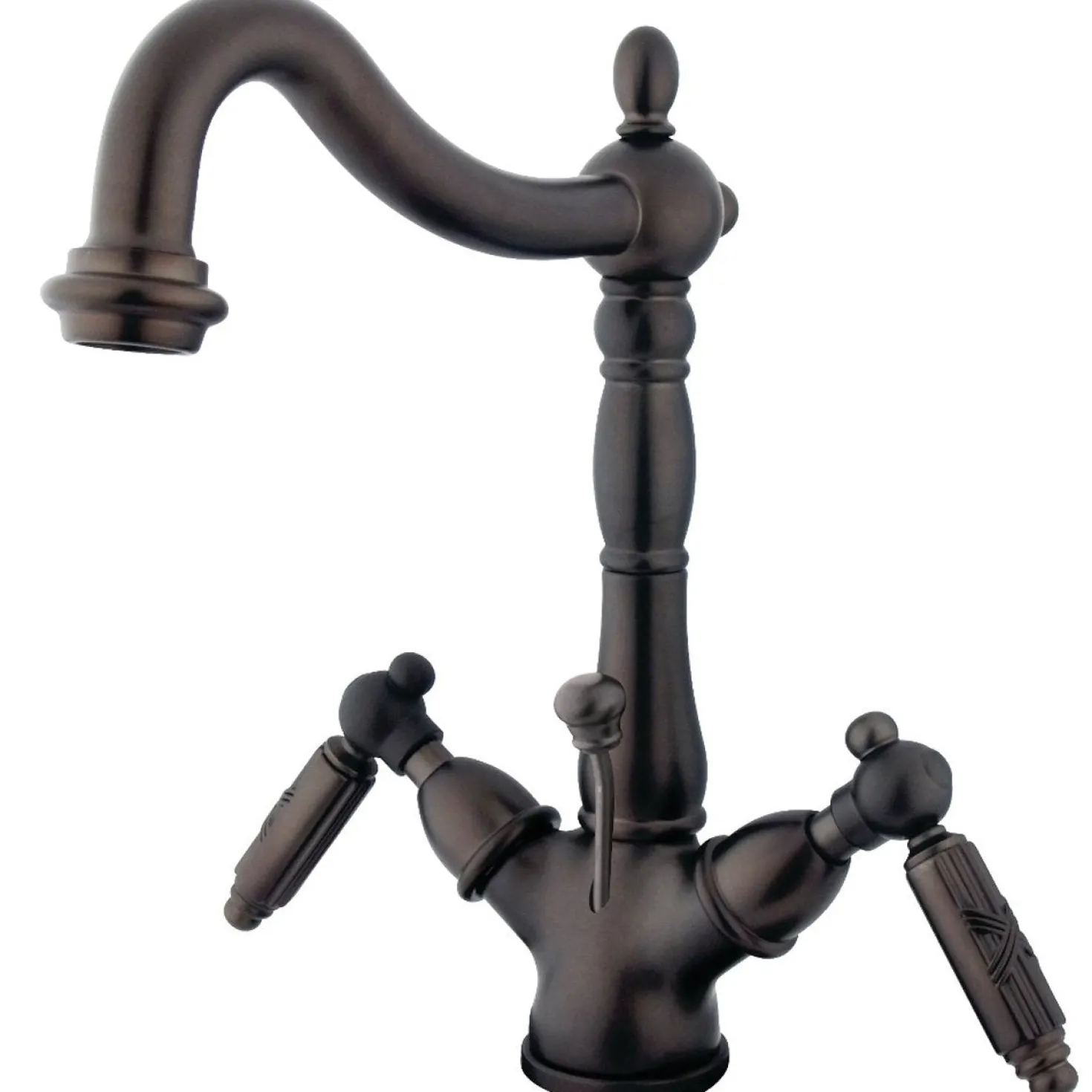 Kingston Brass Victorian Deck Mount 4-Inch Centerset 3-Hole Bathroom Faucet