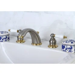 Kingston Brass Victorian Deck Mount Widespread Bathroom Faucet