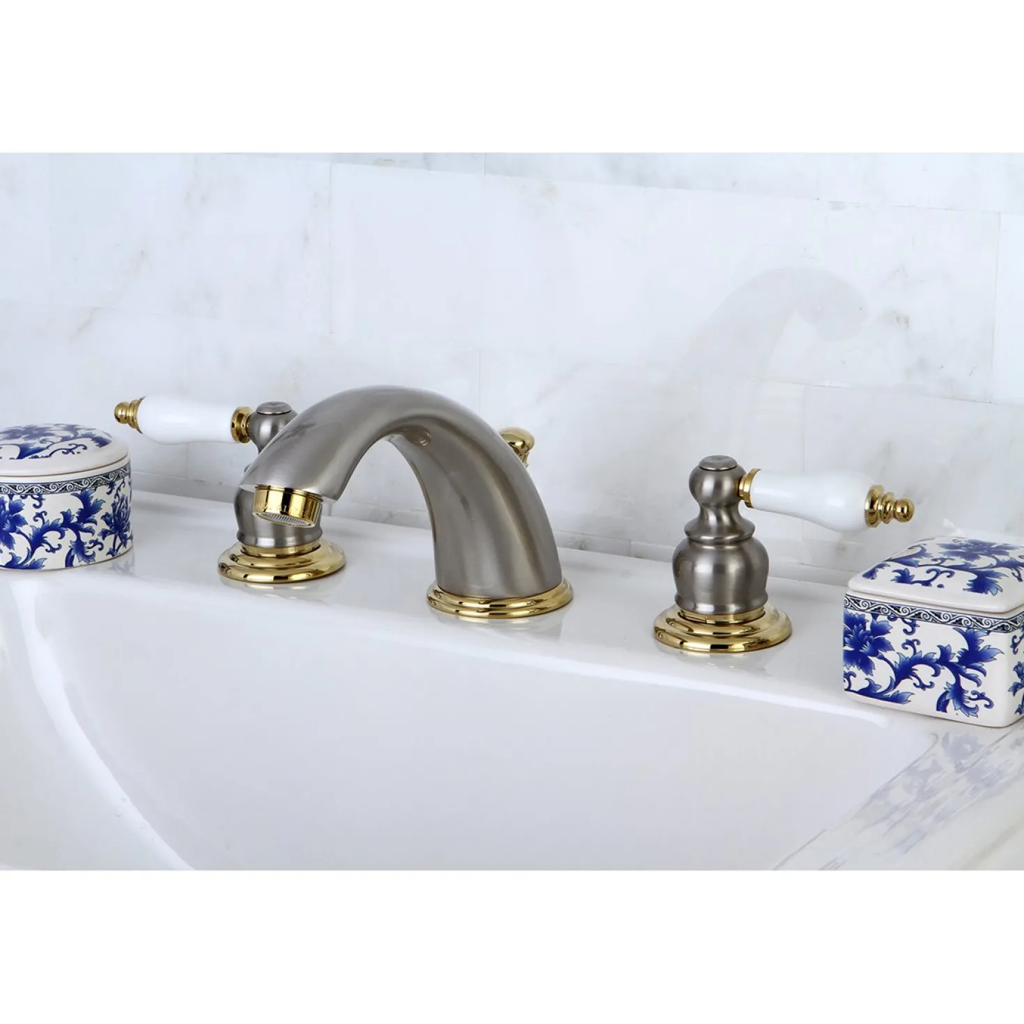Kingston Brass Victorian Deck Mount Widespread Bathroom Faucet