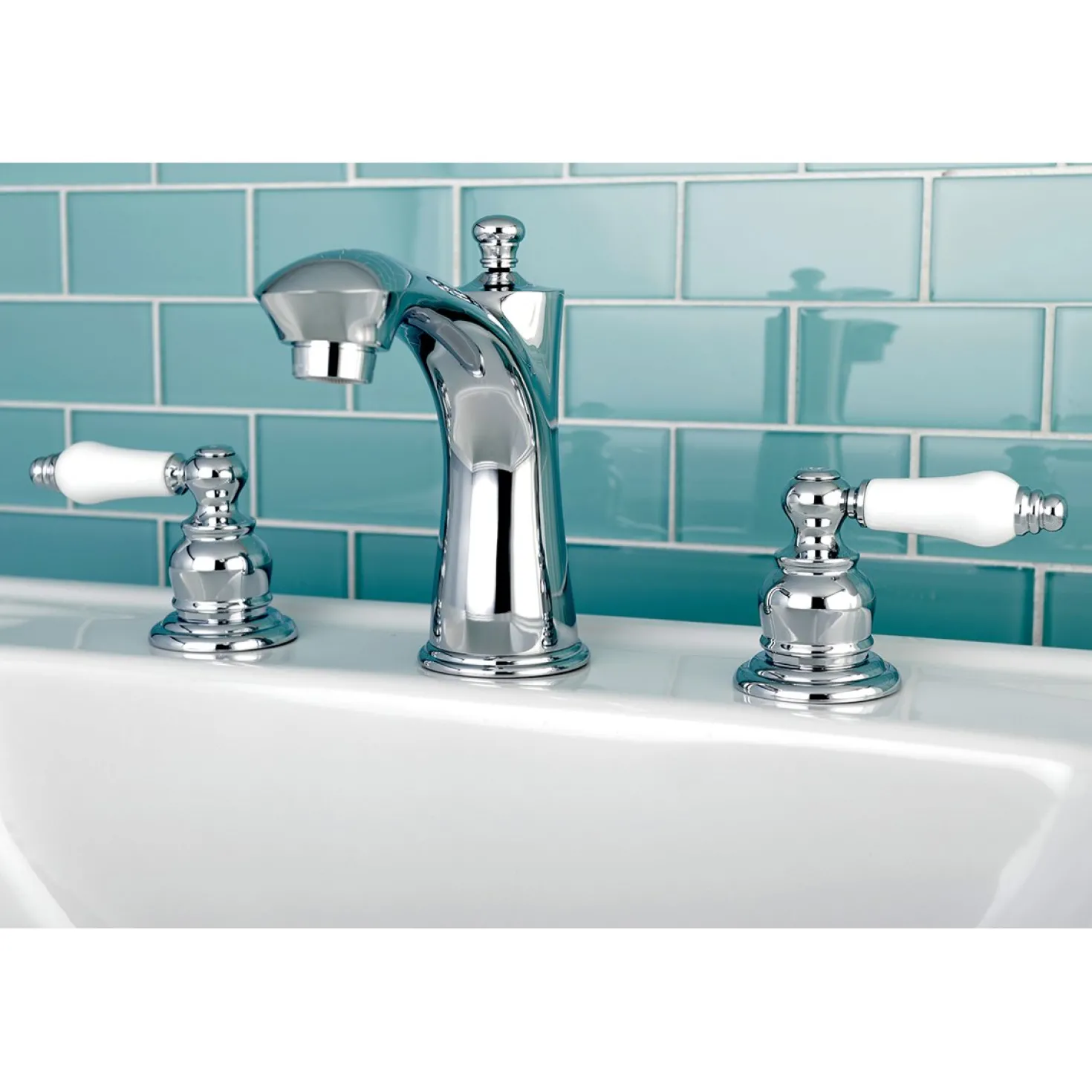 Kingston Brass Victorian Deck Mount 8-Inch Widespread Bathroom Faucet