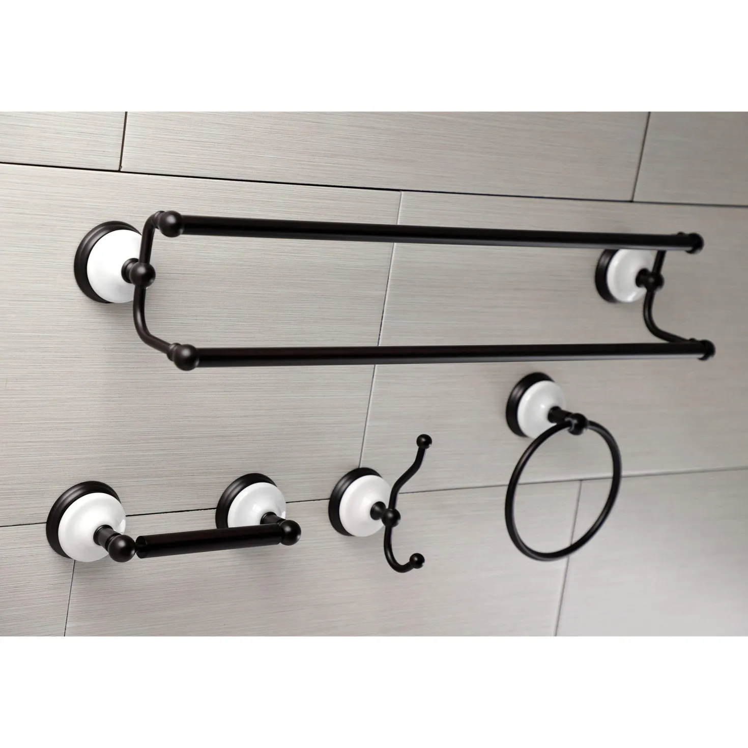 Kingston Brass Victorian 4-Pieces Dual Towel Bar Bathroom Hardware Set