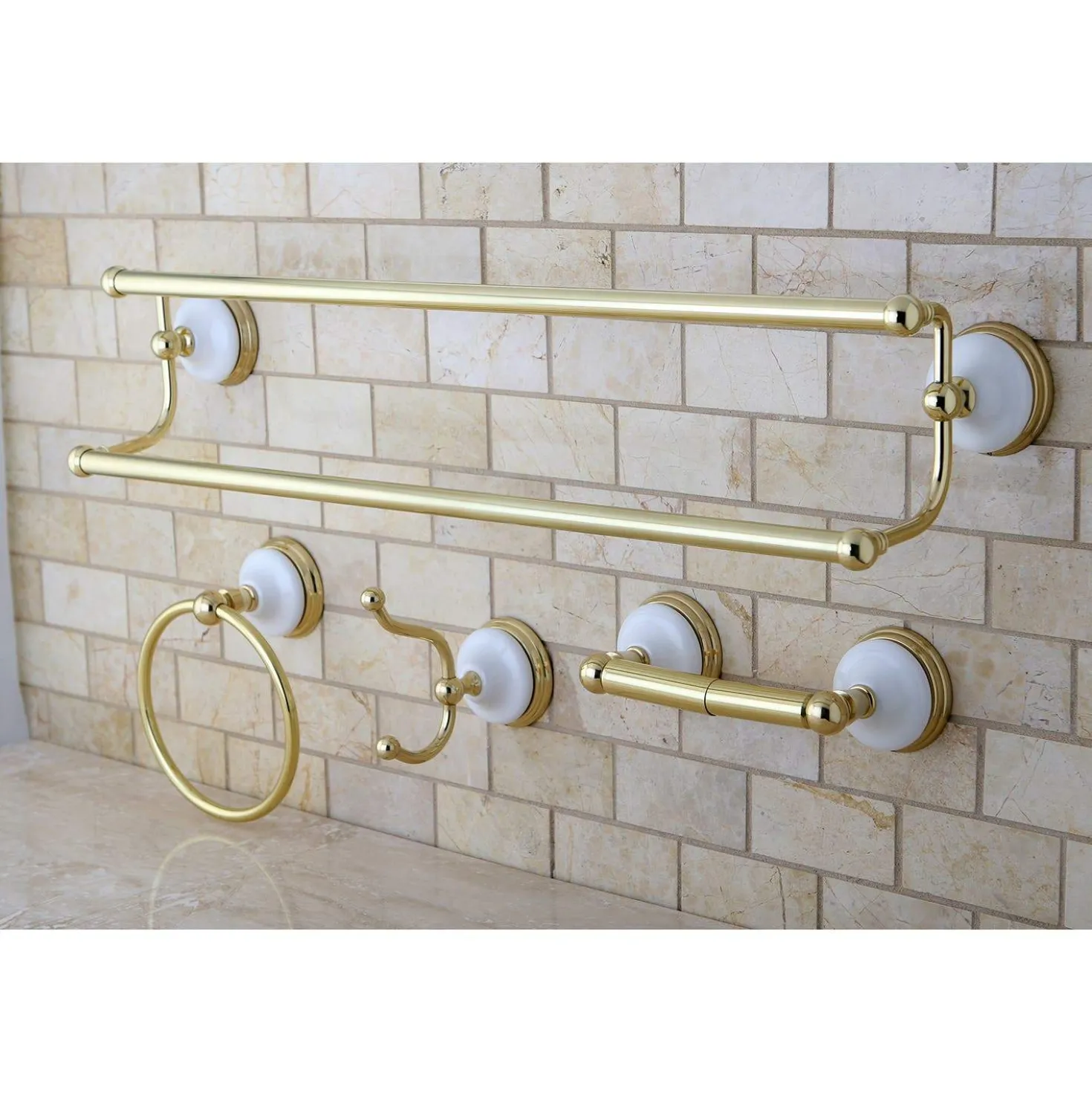 Kingston Brass Victorian 4-Pieces Dual Towel Bar Bathroom Hardware Set