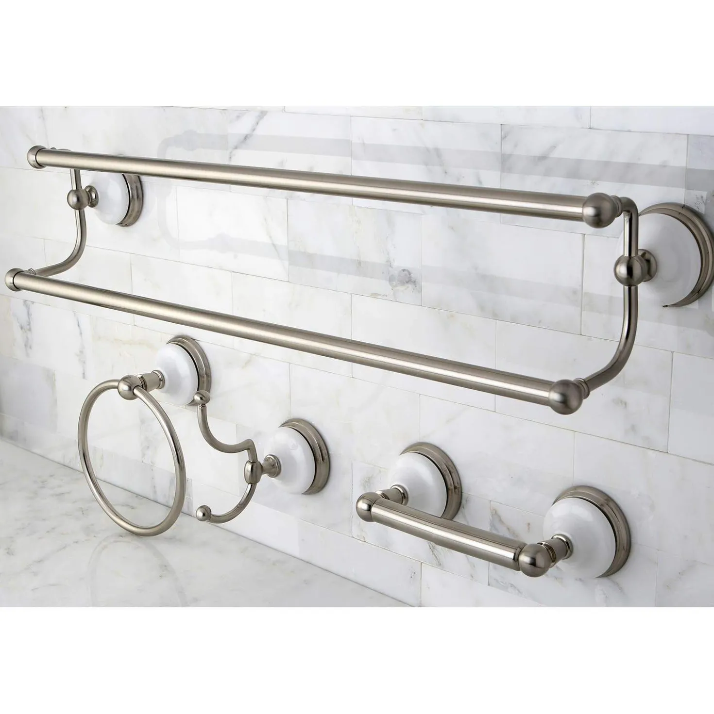 Kingston Brass Victorian 4-Pieces Dual Towel Bar Bathroom Hardware Set