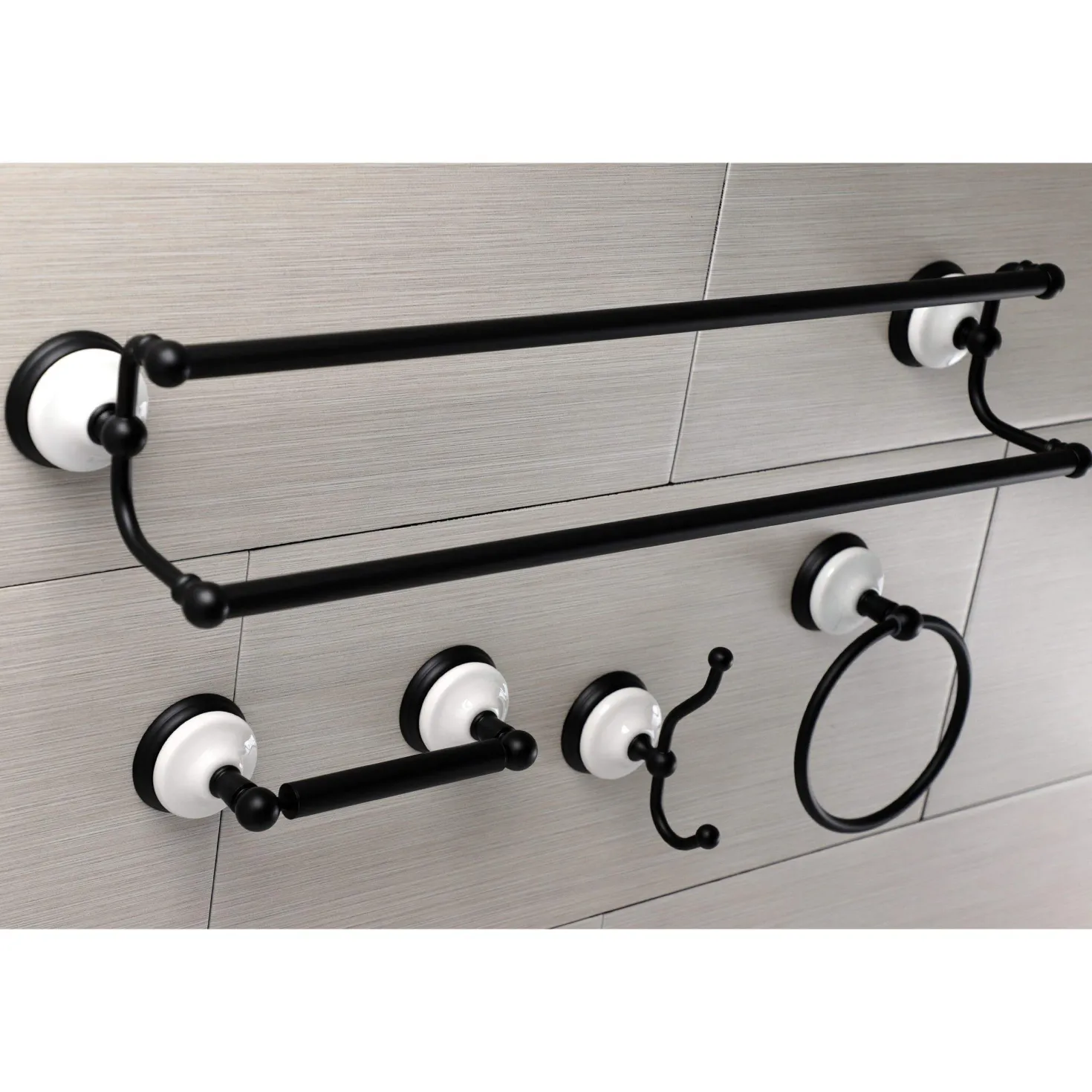 Kingston Brass Victorian 4-Pieces Dual Towel Bar Bathroom Hardware Set