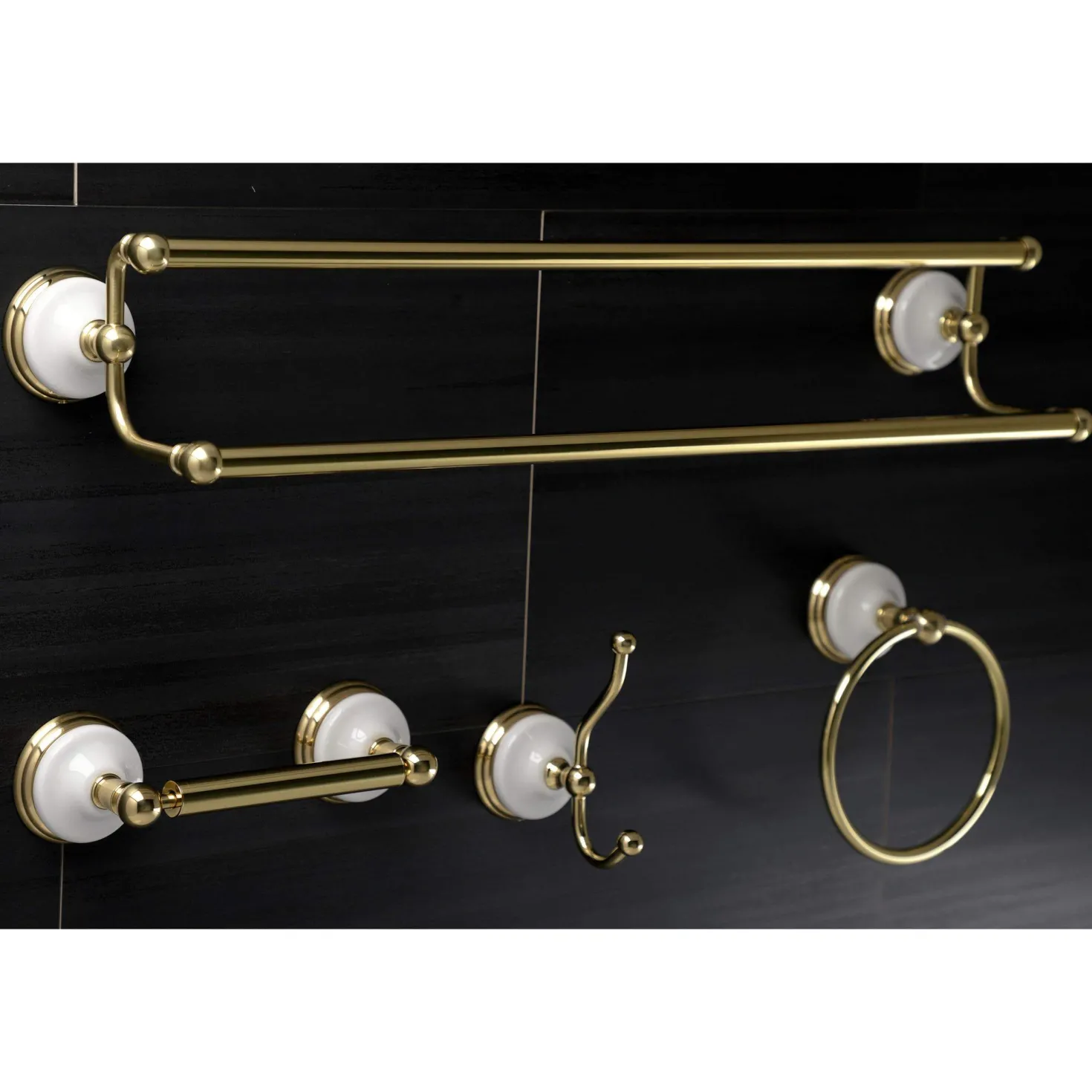 Kingston Brass Victorian 4-Pieces Dual Towel Bar Bathroom Hardware Set