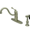 Kingston Brass Victorian Single Handle Kitchen Faucet with Brass Sprayer