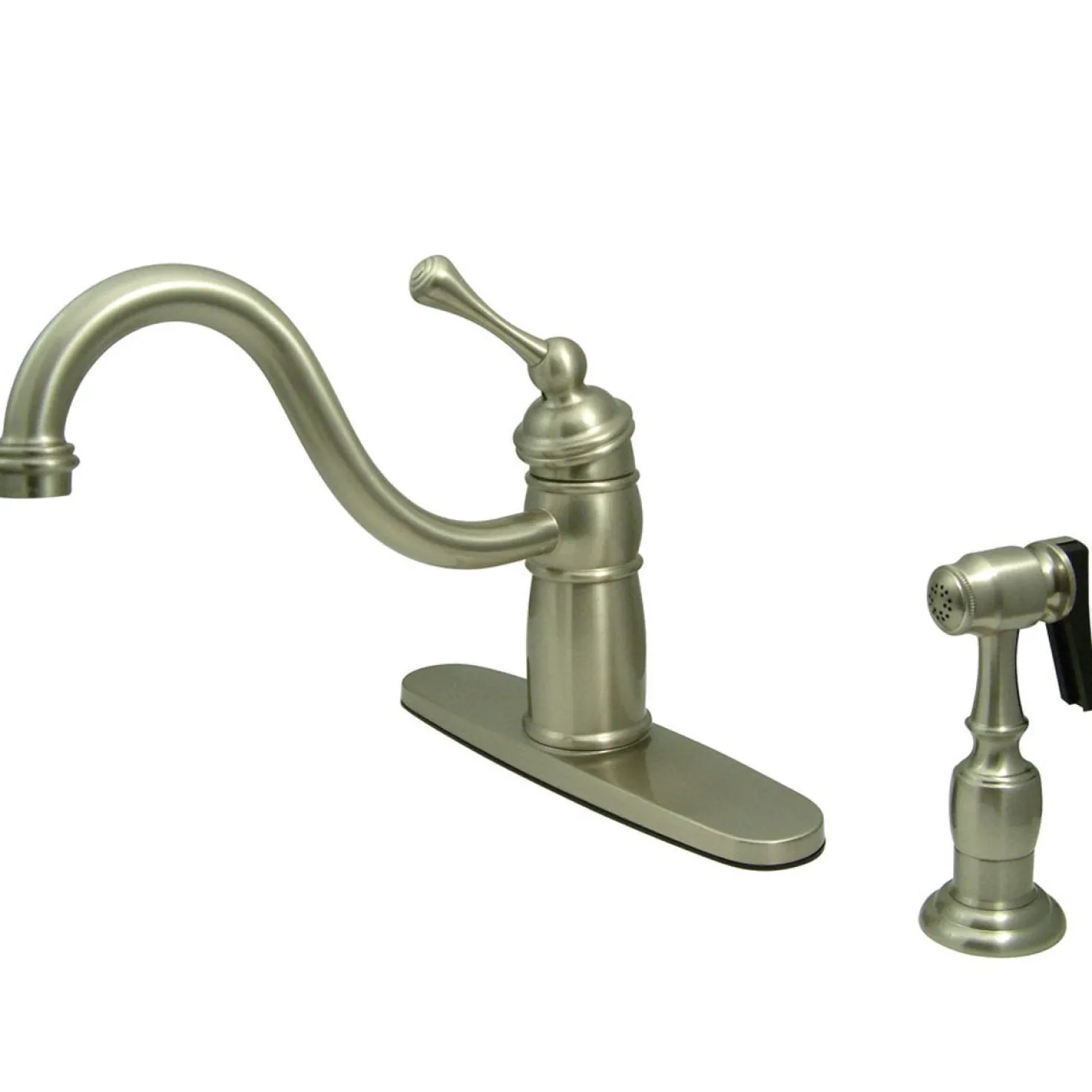 Kingston Brass Victorian Single Handle Kitchen Faucet with Brass Sprayer