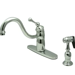 Kingston Brass Victorian Single Handle Kitchen Faucet with Brass Sprayer