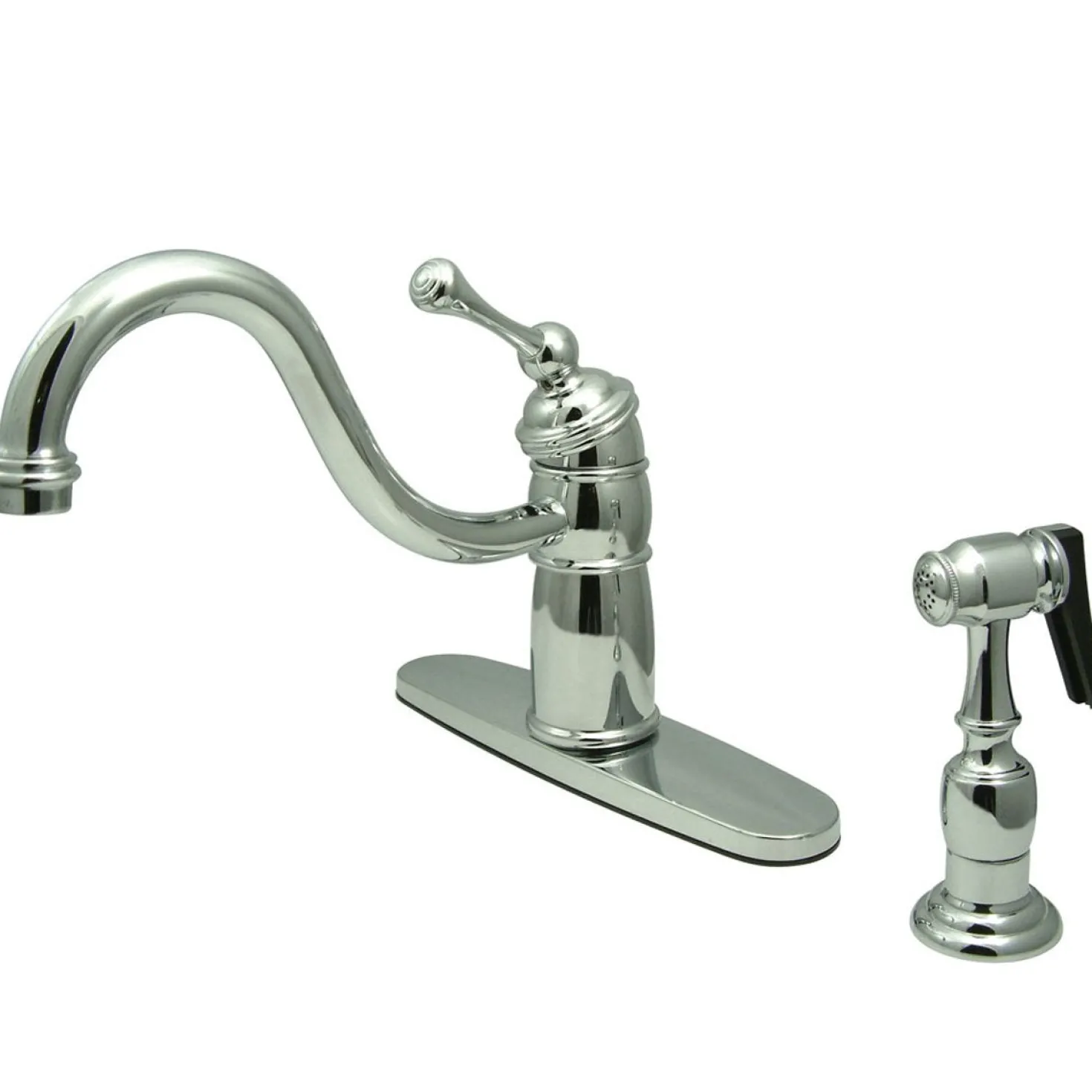 Kingston Brass Victorian Single Handle Kitchen Faucet with Brass Sprayer