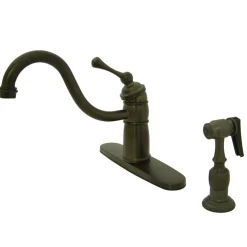 Kingston Brass Victorian Single Handle Kitchen Faucet with Brass Sprayer