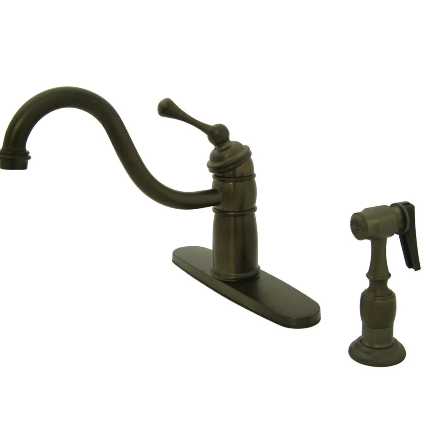 Kingston Brass Victorian Single Handle Kitchen Faucet with Brass Sprayer