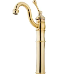 Kingston Brass Victorian Single Handle Vessel Sink Faucet with Optional Cover Plate in Polished Brass