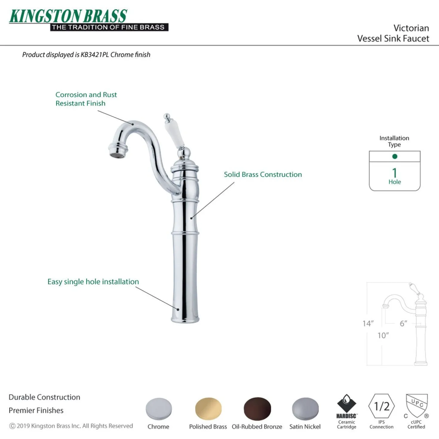 Kingston Brass Victorian Single-Handle Vessel Sink Faucet