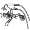 Kingston Brass Victorian Tub Wall Mount Clawfoot Tub Filler with Hand Shower in Satin Nickel