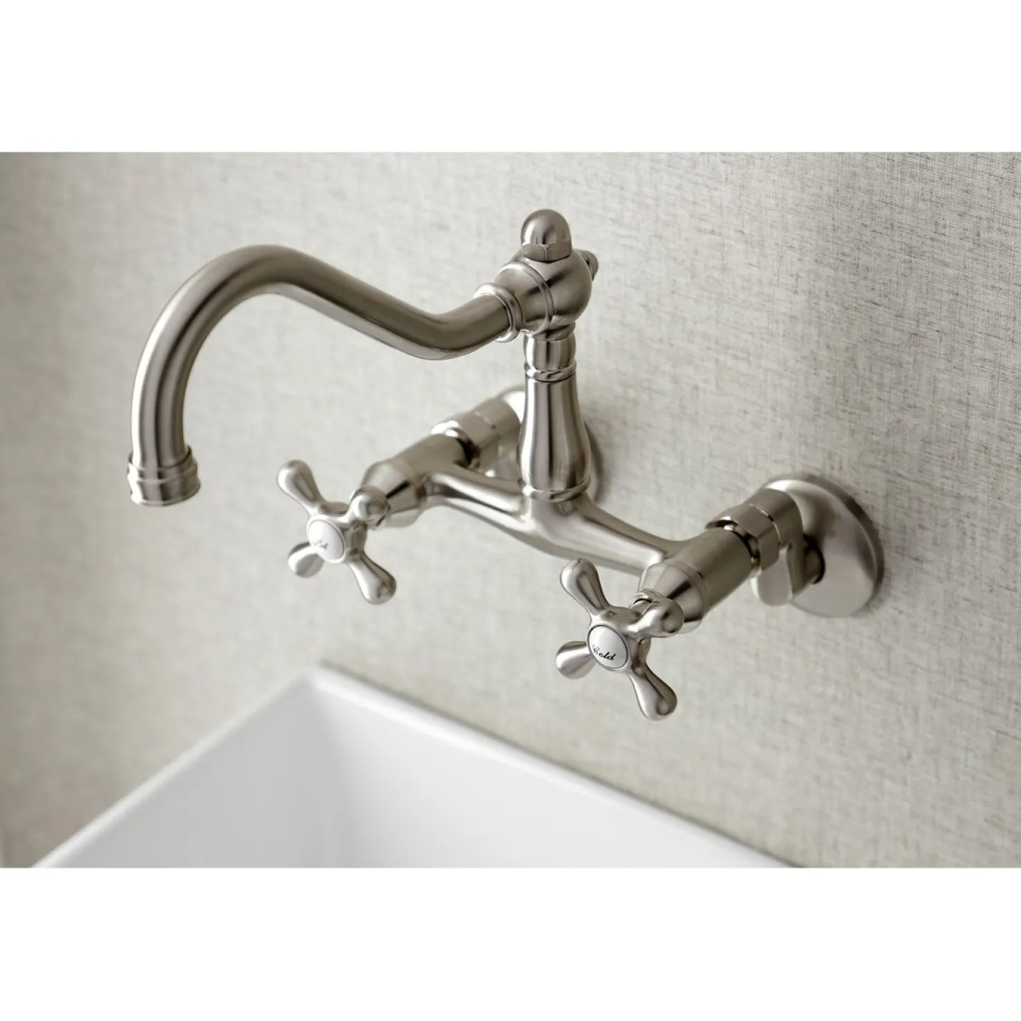 Kingston Brass Vintage 6" Adjustable Center Wall Mount Kitchen Faucet