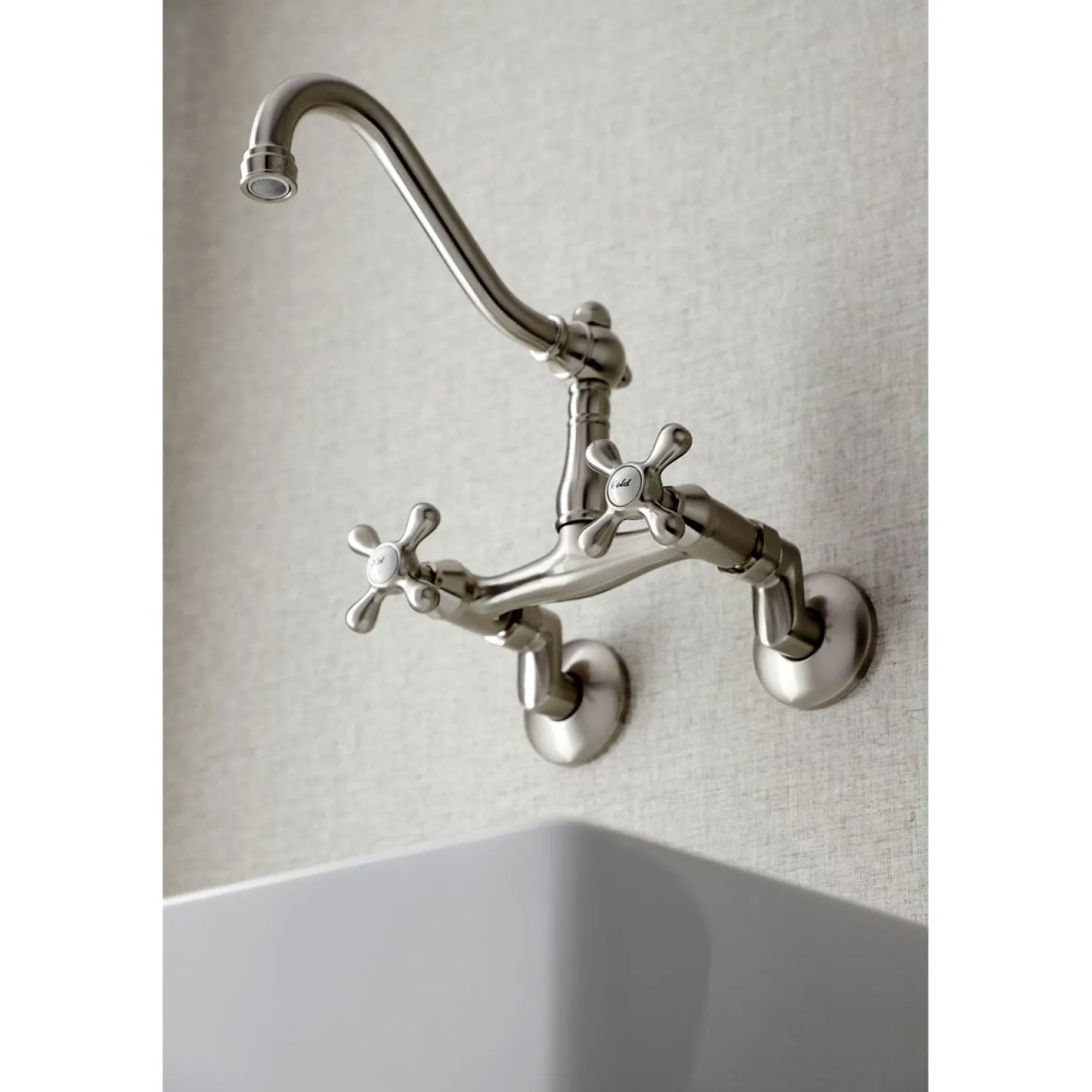 Kingston Brass Vintage 6" Adjustable Center Wall Mount Kitchen Faucet