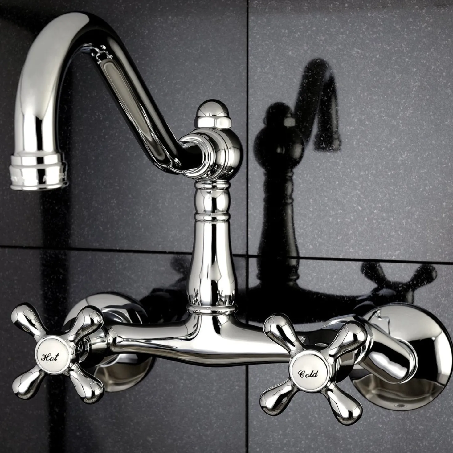 Kingston Brass Vintage 6" Adjustable Center Wall Mount Kitchen Faucet