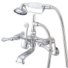 Kingston Brass Vintage Adjustable 3-3/8" - 10" Centers Wall Mount Clawfoot Tub Filler Faucet with Hand Shower