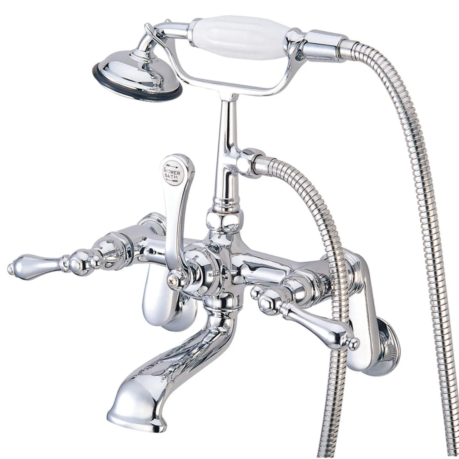 Kingston Brass Vintage Adjustable 3-3/8" - 10" Centers Wall Mount Clawfoot Tub Filler Faucet with Hand Shower
