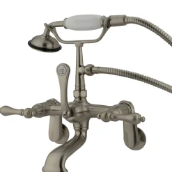 Kingston Brass Vintage Adjustable 3-3/8" - 10" Centers Wall Mount Clawfoot Tub Filler Faucet with Hand Shower